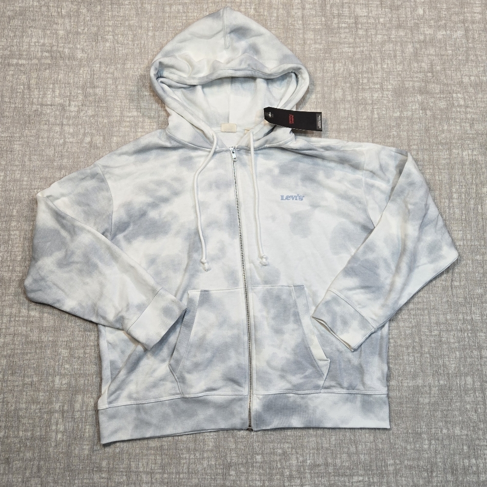NWT Gray and White Tie Dye Levi's Zip-Up Hoodie